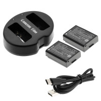 Conjunto CS‑CB011: 2 Baterías 1100 mAh + Cargador Doble Compatible con Canon LP‑E10