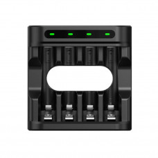 Cargador Xtar L4 AA/AAA – 1.5V Li-ion y 1.2V Ni-MH, 4 ranuras, USB-C, carga mixta inteligente