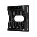 Cargador Xtar L4 AA/AAA – 1.5V Li-ion y 1.2V Ni-MH, 4 ranuras, USB-C, carga mixta inteligente