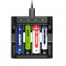 Cargador Xtar L4 AA/AAA – 1.5V Li-ion y 1.2V Ni-MH, 4 ranuras, USB-C, carga mixta inteligente