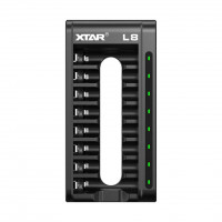 Cargador inteligente Xtar L8 – 8 ranuras AA/AAA para Li-Ion 1,5 V y Ni-MH 1,2 V con carga mixta y USB-C QC3.0