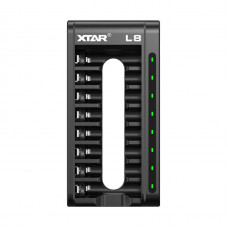 Cargador inteligente Xtar L8 – 8 ranuras AA/AAA para Li-Ion 1,5 V y Ni-MH 1,2 V con carga mixta y USB-C QC3.0