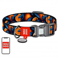 Collar para perros WAUDOG „Oranges“ – Nylon con código QR, talla M