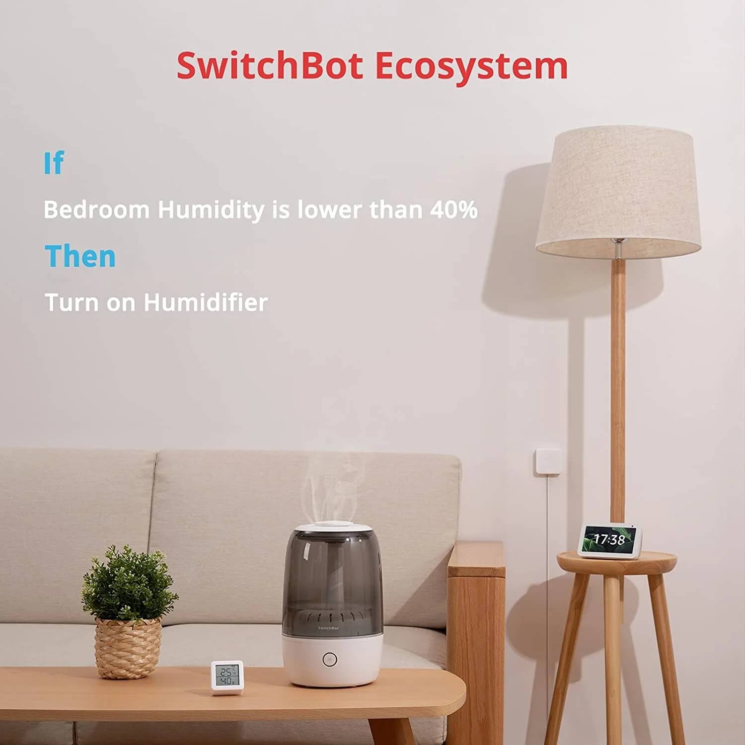 SwitchBot Meter – Vista lateral mostrando diseño compacto y resistente al agua IP65
