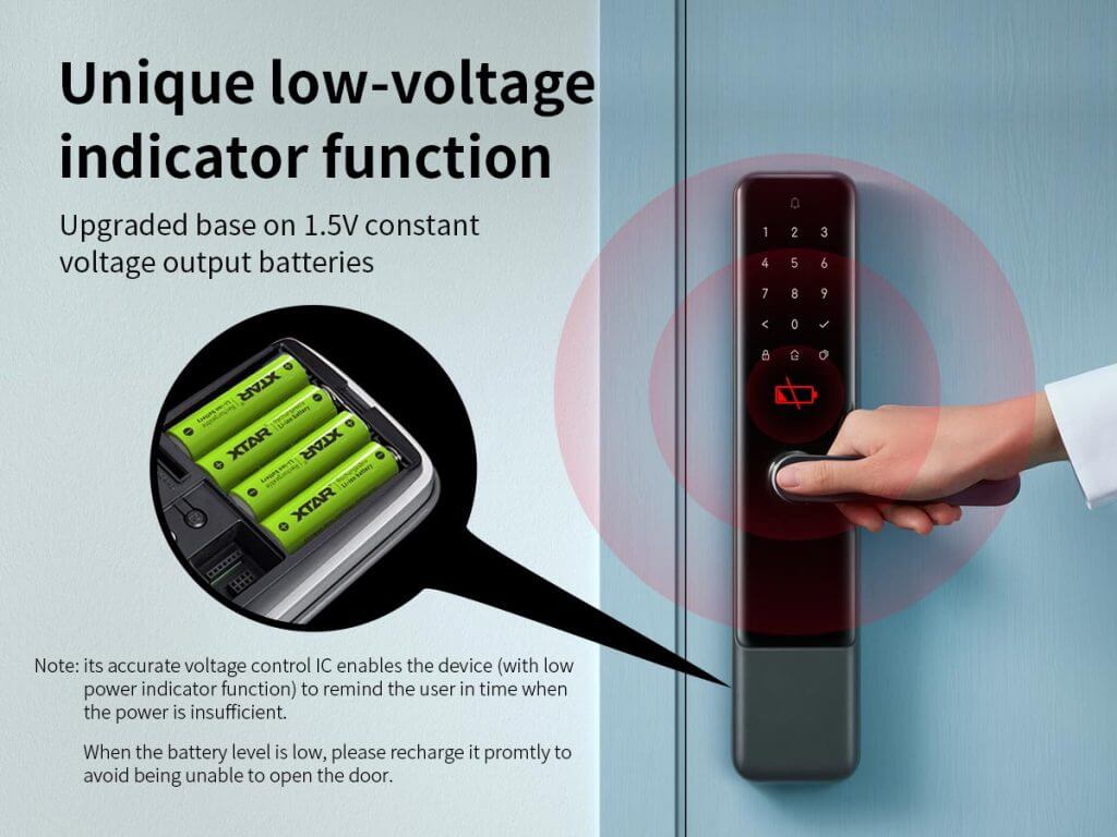Batería recargable XTAR AA 1.5V 2700mWh 1750mAh con indicador LED – vista frontal