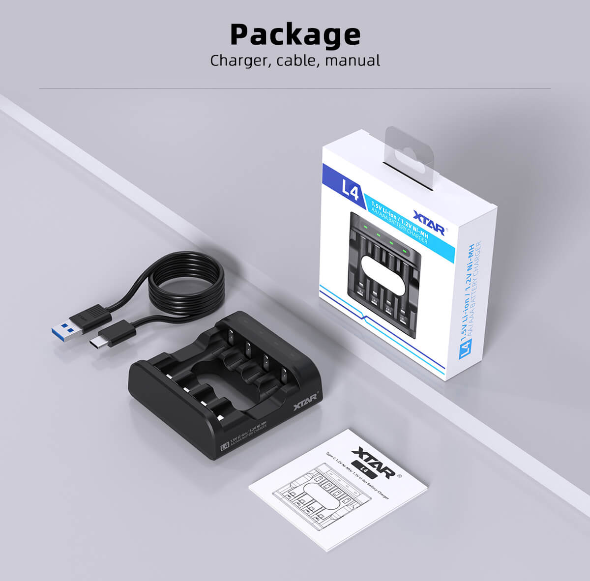 Xtar L4 carga mixta Li-ion 1.5V y Ni-MH 1.2V