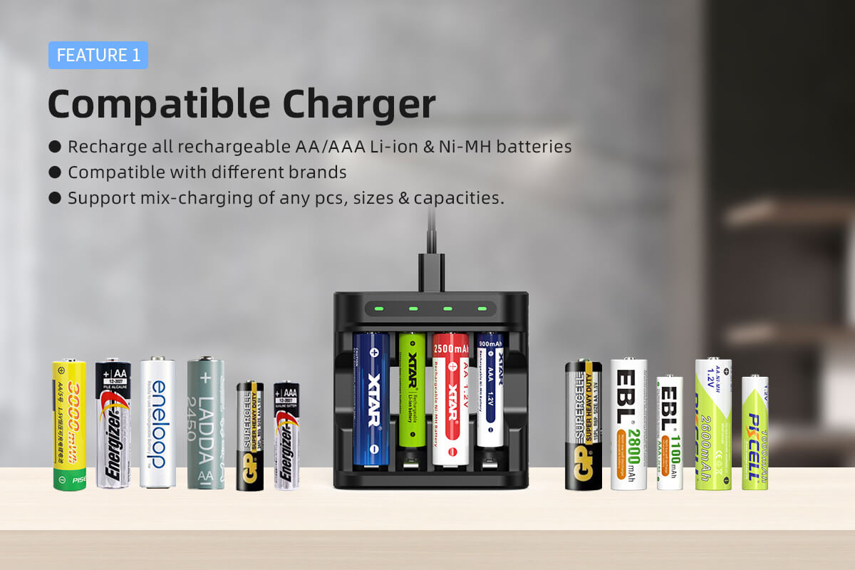 Xtar L4 carga mixta Li-ion 1.5V y Ni-MH 1.2V