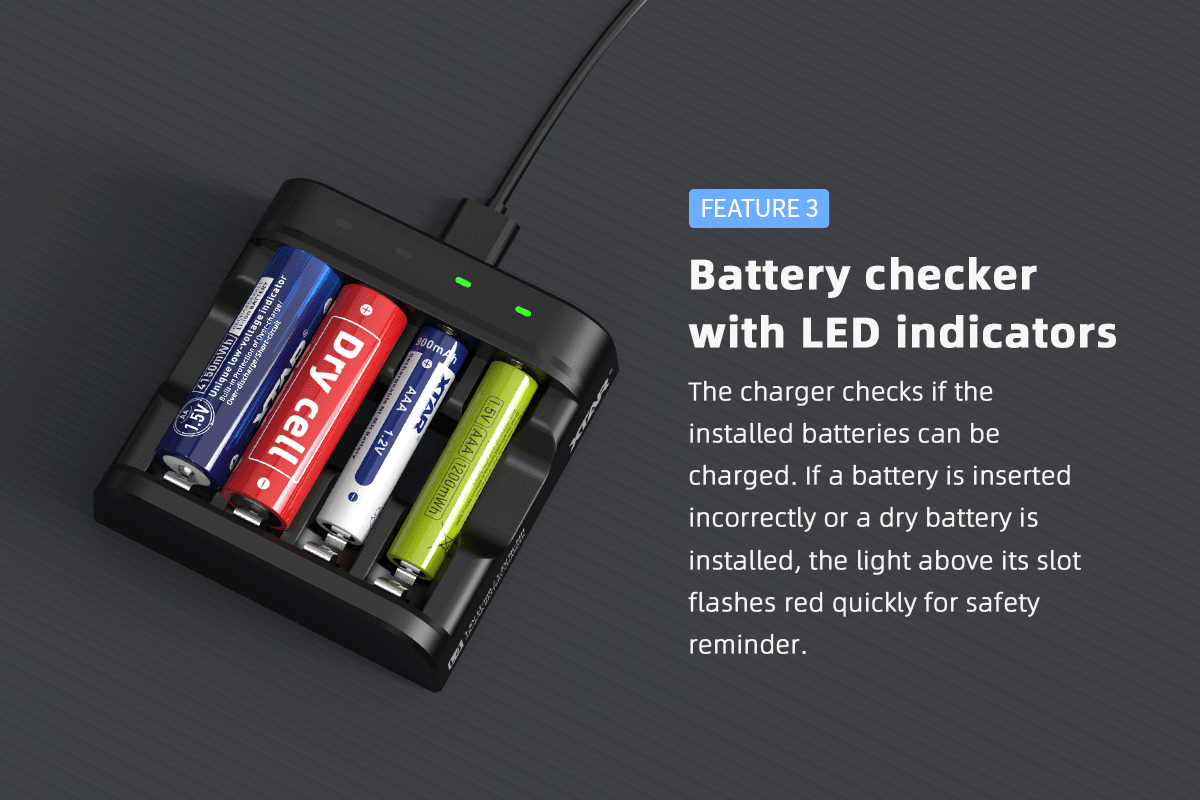 Xtar L4 carga mixta Li-ion 1.5V y Ni-MH 1.2V