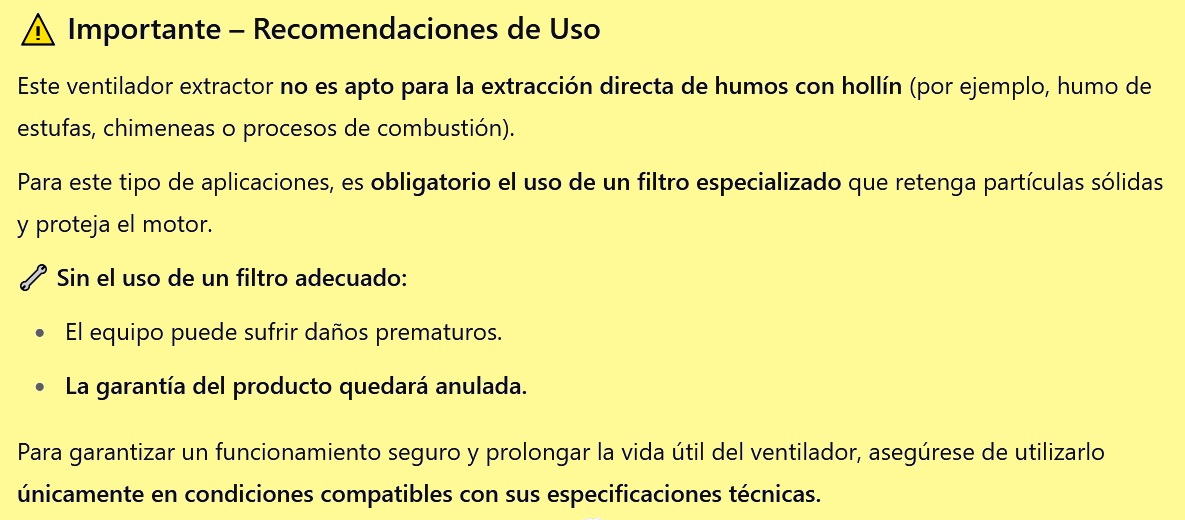 Precauciones de uso sin filtro